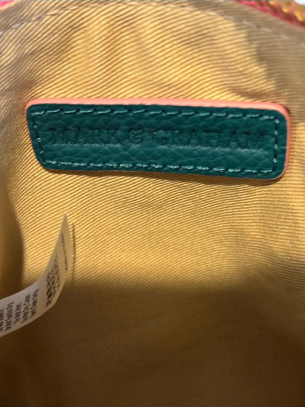 Mark & Graham “D” Teal Leather Tassel Zip Pouch